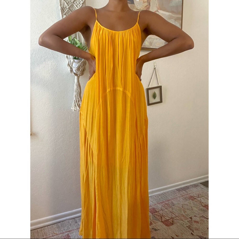 All Saints maxi dress, size 6, gold yellow, low cut back